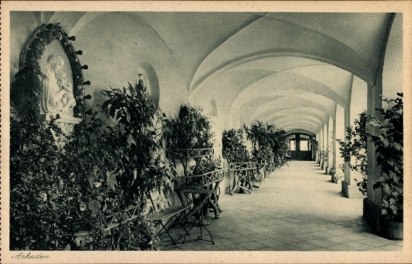 Postcard Zangberg in Upper Bavaria, Educational Institute St. Joseph of the Salesian Sisters, arcades