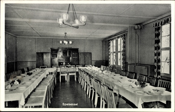 Ak Rickling im Kreis Segeberg, Ricklinger Institutions, Lindenhof, eetkamer, binnenaanzicht