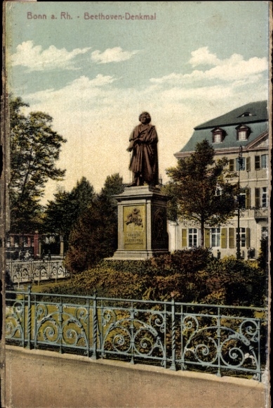 Postcard Bonn am Rhein, Beethoven Memorial, Statue of Beethoven, Bonn
