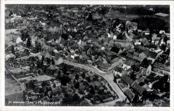 Postcard St. Wendel in Saarland, aerial photograph