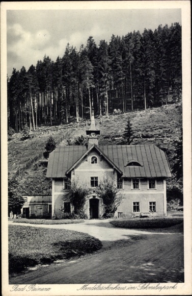 Ak Duszniki Zdrój Bad Reinerz Schlesien, Mendelsohnhaus im Schmelzpark
