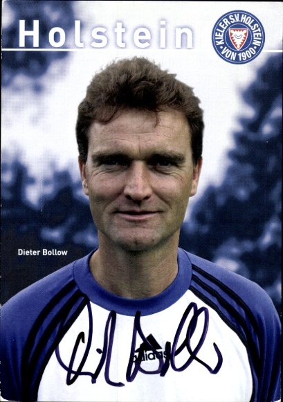 Karta z autografem piłkarza Dietera Bollowa, Holstein Kiel, autograf