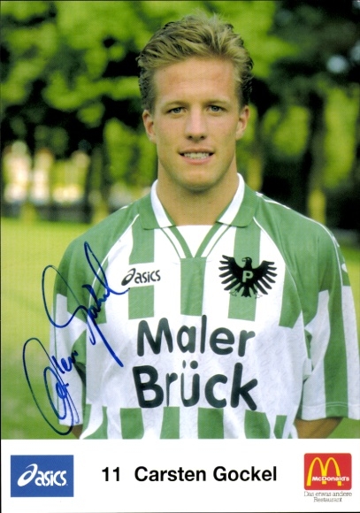 Autograph card footballer Carsten Gockel, Prussia Münster, autograph