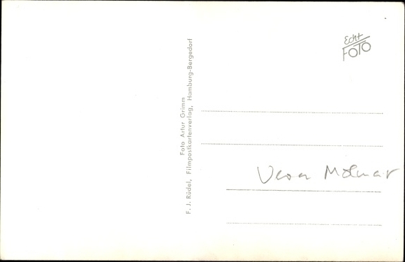 Photo Postcard actress Vera Molnar, portrait, autograph, glass, drink, straw