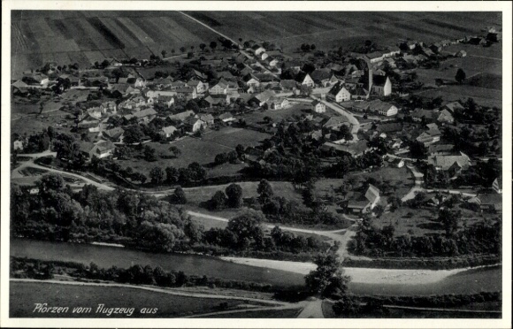 Postcard Pforzen im Allgäu, aerial photograph