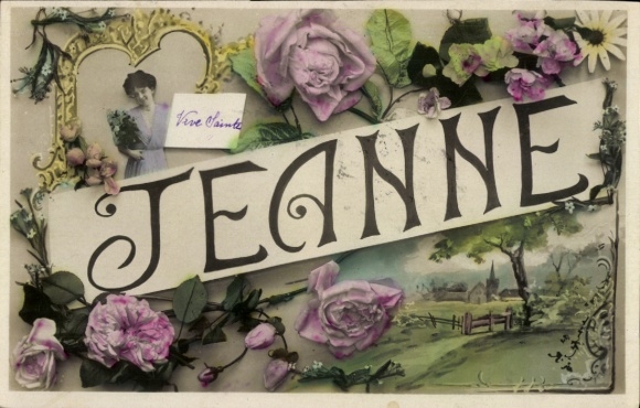Letters Postcard First Name Jeanne, Flowers, Roses