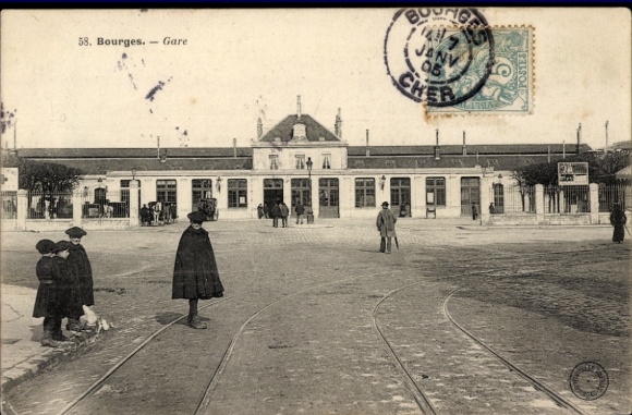 Postcard Bourges Cher, train station