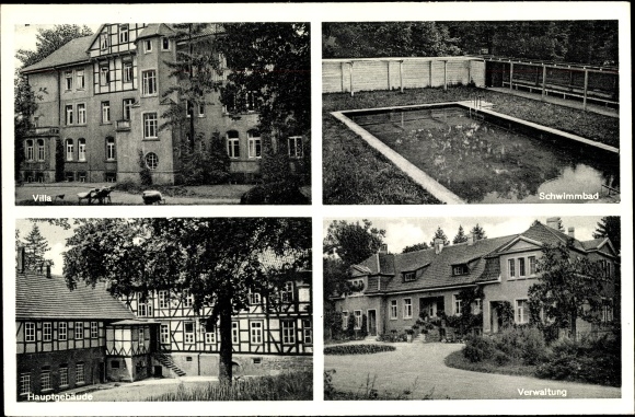 Postcard Tiefenbrunn Rosdorf Lower Saxony, Lower Saxony State Hospital, swimming pool