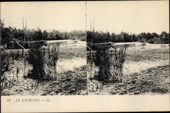Stereo Ak Jordanien, Partie am Jordan, Wasserpflanzen, Vegetation