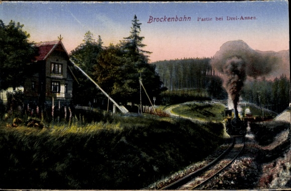 Postcard Drei Annen Hohne Wernigerode in the Harz, Brockenbahn