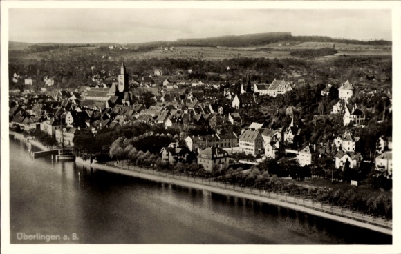 Postcard Überlingen on Lake Constance, aerial photograph