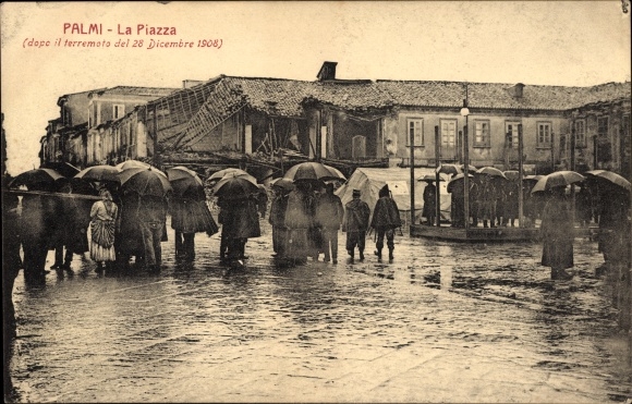 Ak Palmi Calabria, Zerstörungen nach dem Erdbeben von 1908