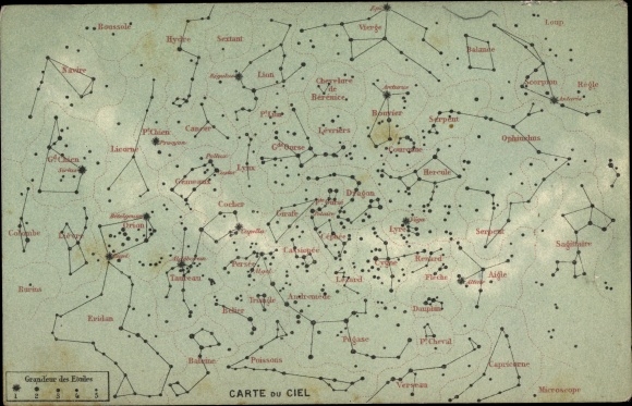 Ak Carte du Ciel, sterrenbeelden, sterrenconstellatie