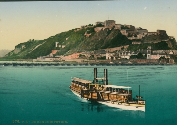 Photo Ehrenbreitstein Koblenz in Rhineland Palatinate, city view, Rhine steamer