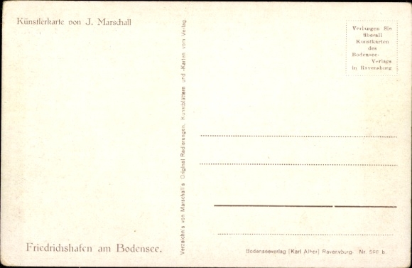 Artist Postcard Marschall J., Friedrichshafen Lake Constance, Panorama
