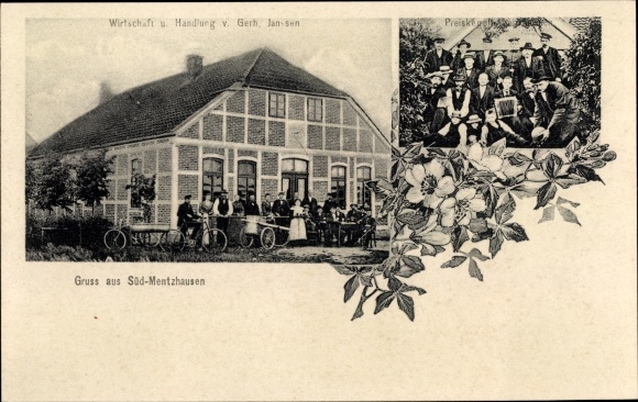 Postcard Süd Mentzhausen Jade in Lower Saxony, economy, action, prize bowling