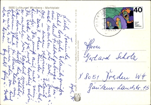 Postcard Wirsberg in the Fichtelgebirge, market square