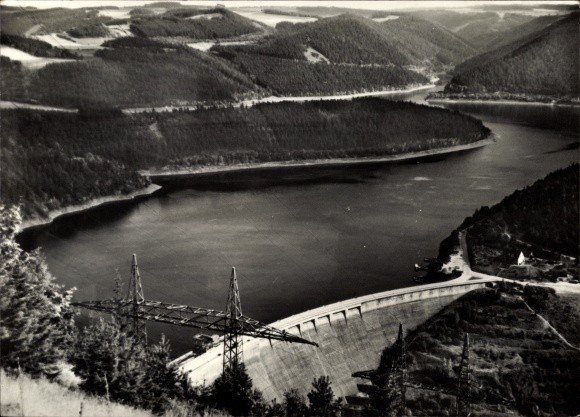 Postcard Hohenwarte Thuringia, Hohenwarte dam, view from Klinkhardtshöhe