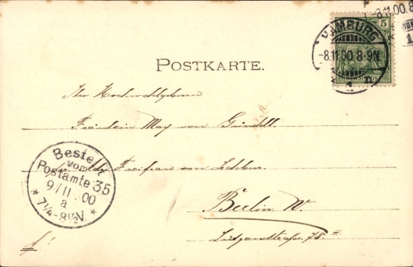 Postcard Hamburg Eimsbüttel Harvestehude, Frauenthal, Hagedornstraße, tram