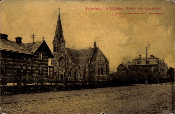 Ak Falkenberg in der Mark,  Prästgården, Kirche, Tingshaus