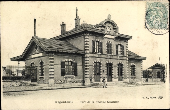 Postcard Argenteuil Val d&#39;Oise, Gare de la Grande Ceinture, Bahnhof