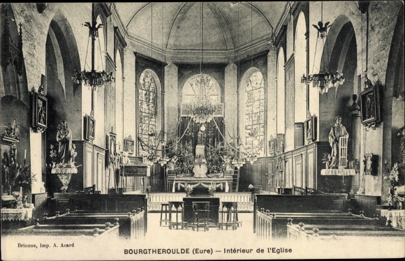 Postcard Bourgtheroulde Eure, Interior of the Church