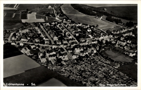 Postcard Lichtentanne Sachsen, aerial photograph
