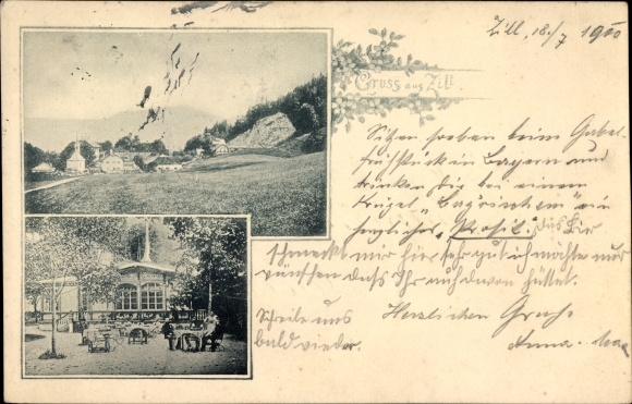 Postcard Zill Marktschellenberg Oberbayern, locality, inn with terrace