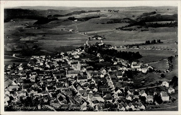 Ak Obergünzburg im Allgäu, Fliegeraufnahme
