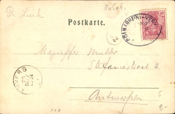 Postcard Herbesthal Lontzen Wallonia Liège, station track side, German Belgian border