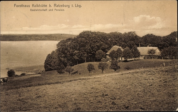 Postcard Kalkhütte Römnitz in Lauenburg, Forsthaus Kalkhütte, inn and guesthouse
