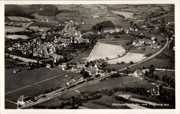 Postcard Helmstadt in Baden, aerial photograph