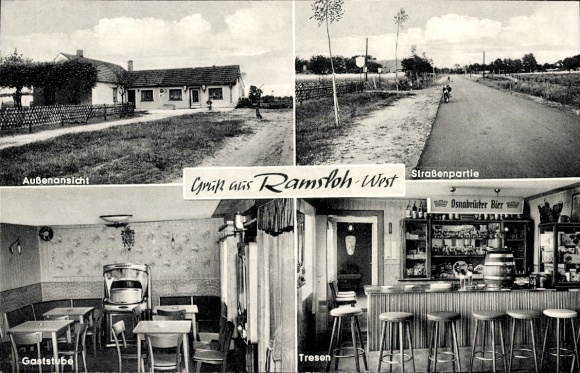 Postcard Ramsloh in Oldenburg Saterland, street section, restaurant, bar