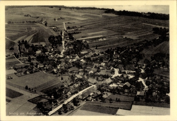 Postcard Inning am Ammersee Upper Bavaria, aerial photograph