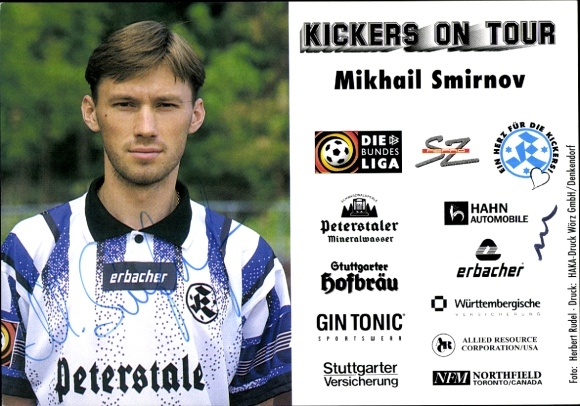Autograph card footballer Mikhail Smirnov, SV Stuttgarter Kickers, autograph