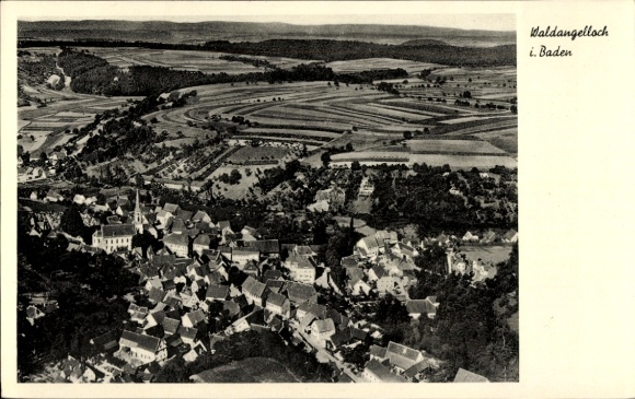 Postcard Waldangelloch Sinsheim in Baden, aerial photograph