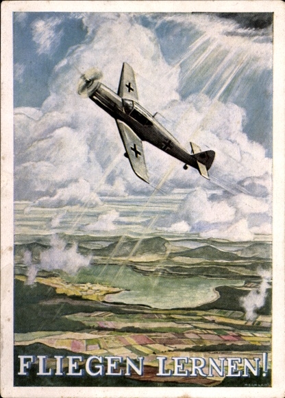 Artist Postcard Learn to Fly, NS Fliegerkorps, NSFK, Military Aircraft, Luftwaffe