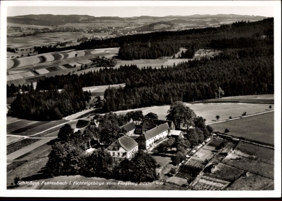 Postcard Fahrenbach Tröstau in the Fichtelgebirge, castle estate, aerial photograph