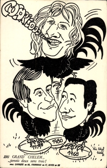 Artist Postcard 1981 Grand Chelem, Carrere, Fourroux, Rives, Rugby
