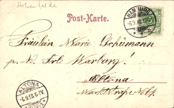 Postcard Hamburg Hohenfelde, Lübeckerstraße, tram
