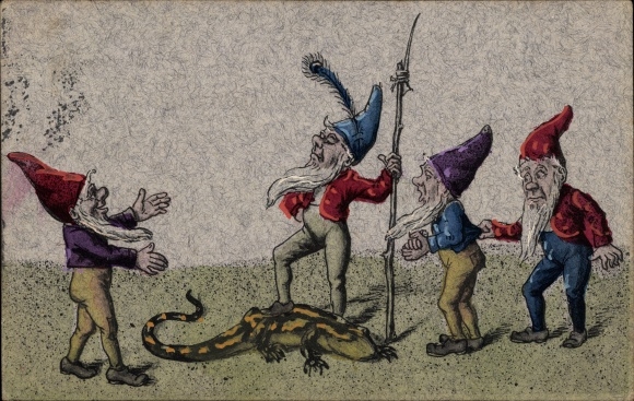 Artist PC dwarves with spear, lizard
