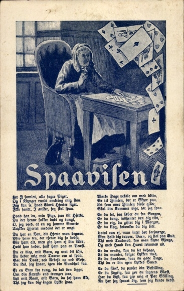 Postcard Spaavisen, fortune teller, poem