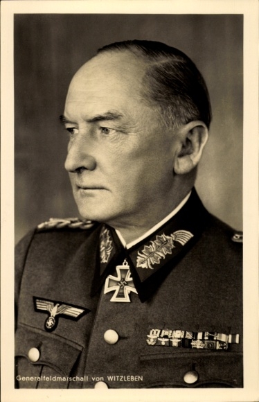 Feldmarszałek Erwin von Witzleben, portret w mundurze, odznaczony Krzyżem Rycerskim