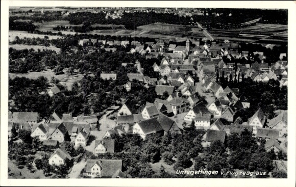 Postcard Unterjettingen Jettingen in Württemberg, aerial photograph