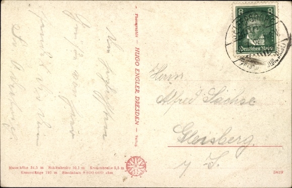 Postcard Malter Dippoldiswalde in the Eastern Ore Mountains, dam with electricity plant, railway tracks