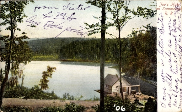 Ansichtkaart Grafton Vermont USA, landschapsfoto, meer, gebouwen, bomen, uit 1906