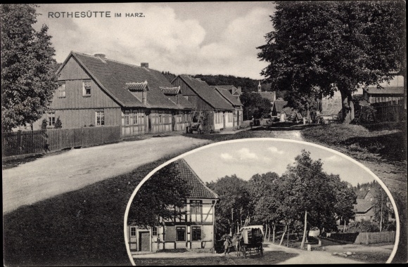 Ak Rothesütte Ellrich Harz Thüringen, Ortsansicht, Straßenpartie
