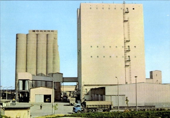 Postcard Neumark in Saxony, concentrated feed mixing plant