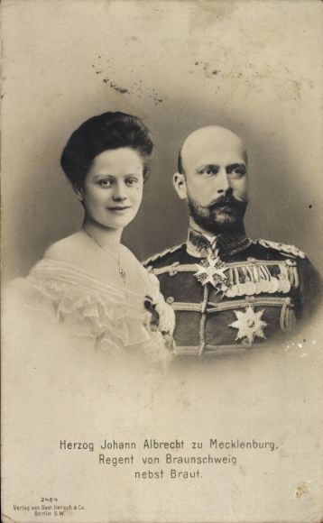 Ak Herzog Johann Albrecht zu Mecklenburg, Regent von Braunschweig mit Gemahlin, Portrait