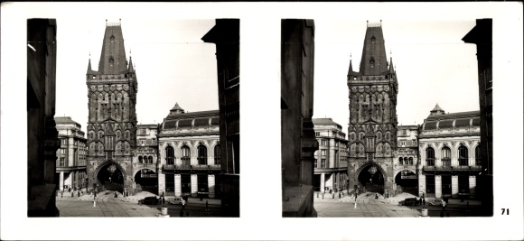 Stereofoniczny obraz przestrzenny zdjęcie Praga Praga, Stare Miasto, Wieża Prochowa